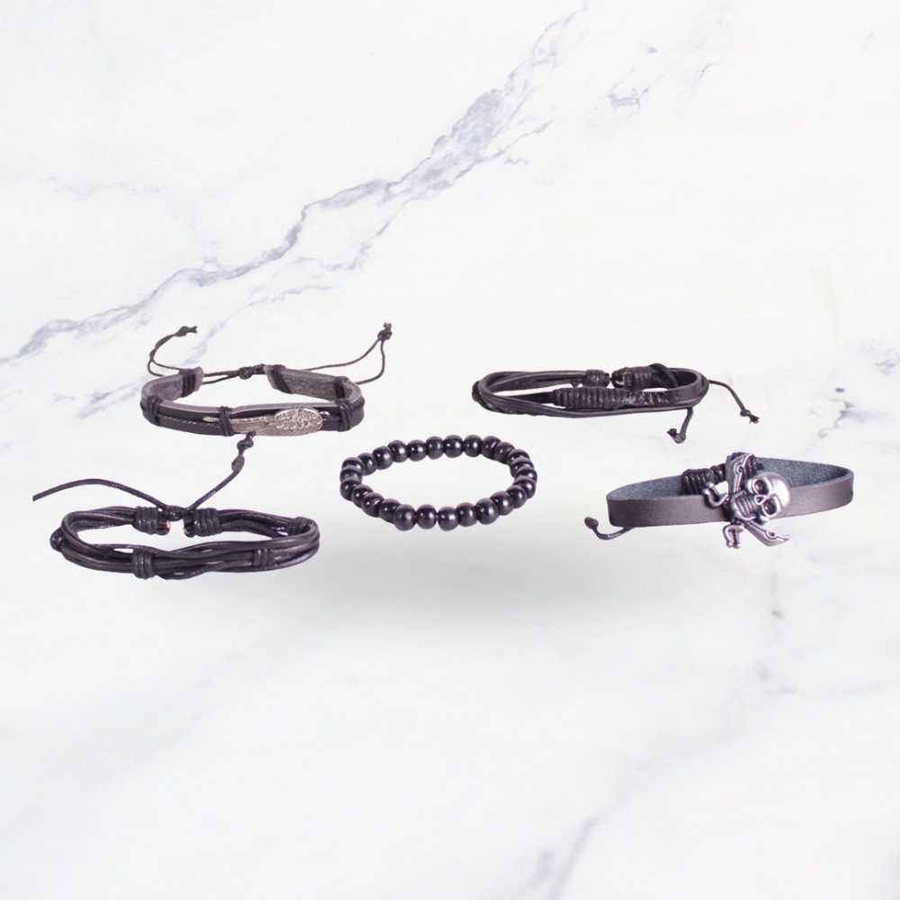 SET PULSERA HOMBRE NEGRO X12
