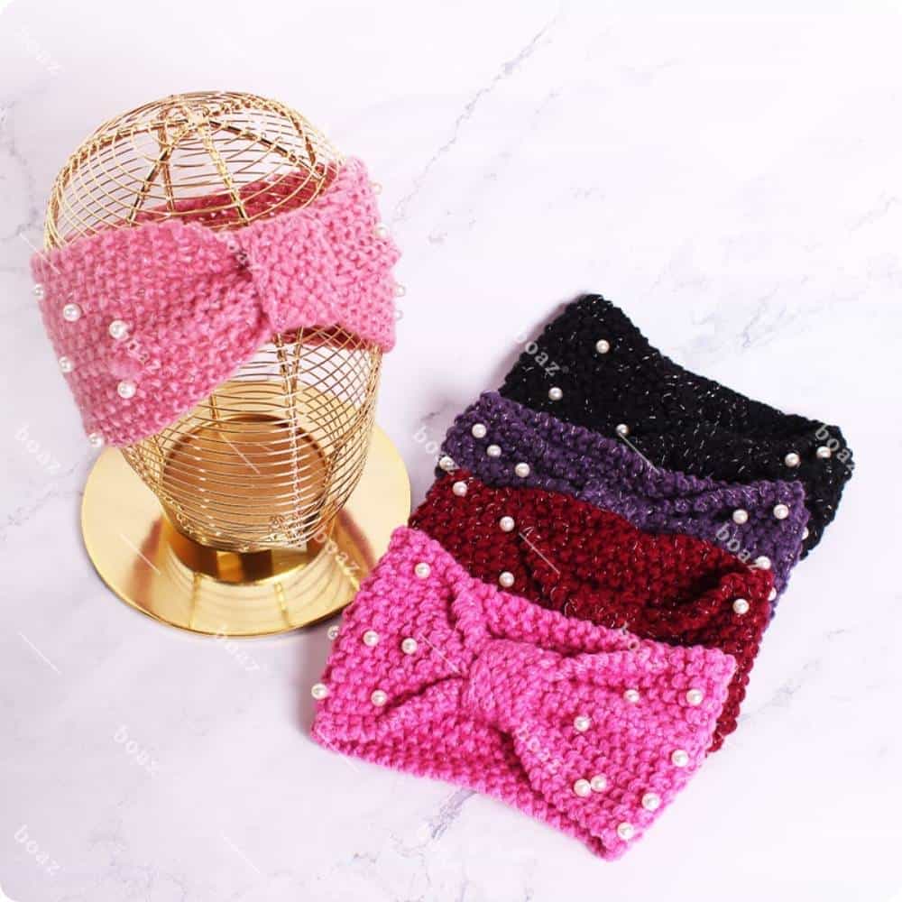 Cintillo lana turbante perlas