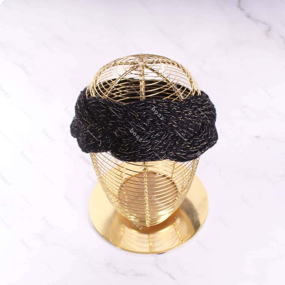 Cintillo lana trenza negro