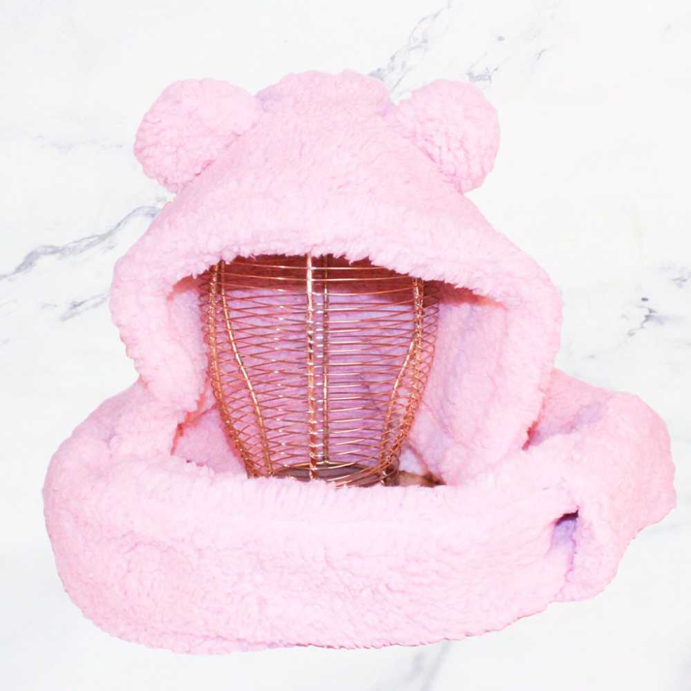 SET GORRO CUELLO OSO ROSA X1