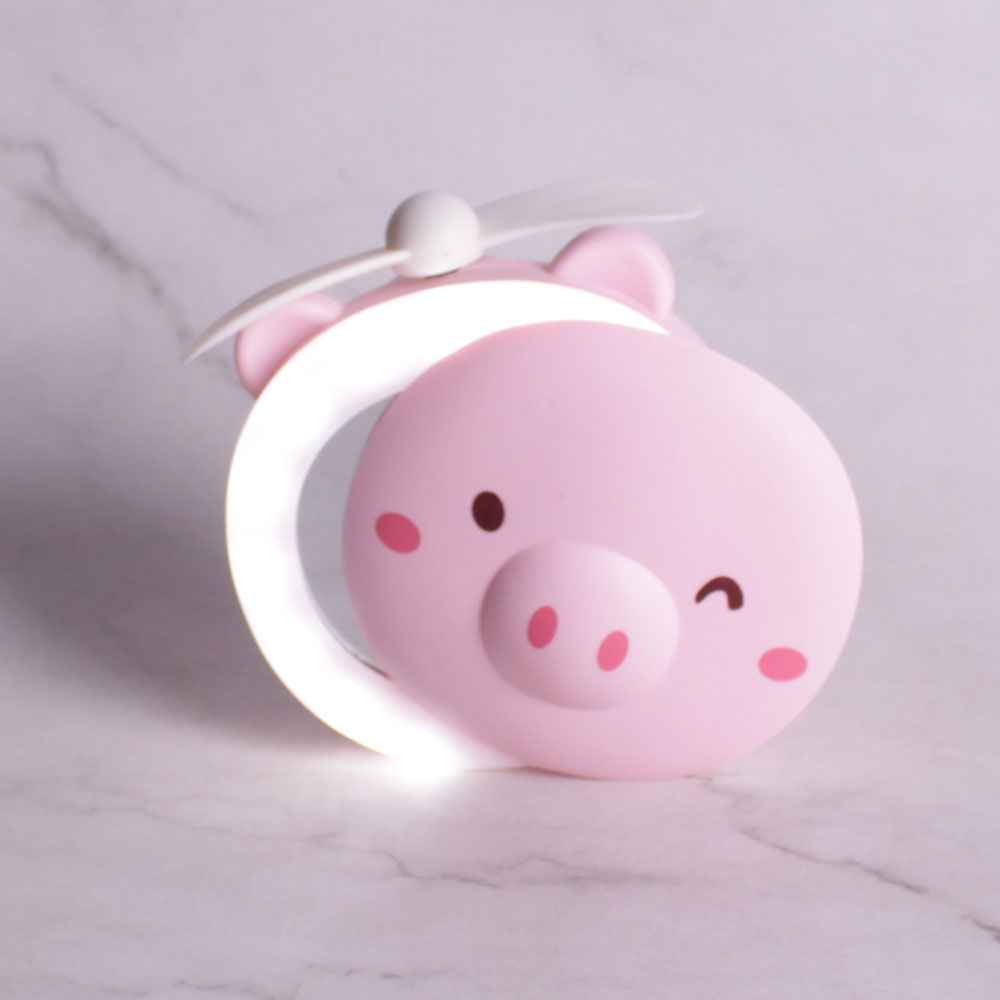 VENTILADOR KAWAII CERDITO ROSA X1