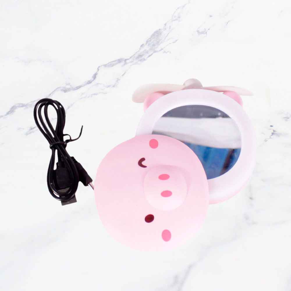 VENTILADOR KAWAII CERDITO ROSA X1