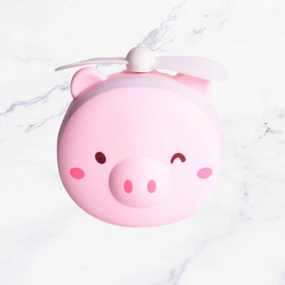 VENTILADOR KAWAII CERDITO ROSA X1