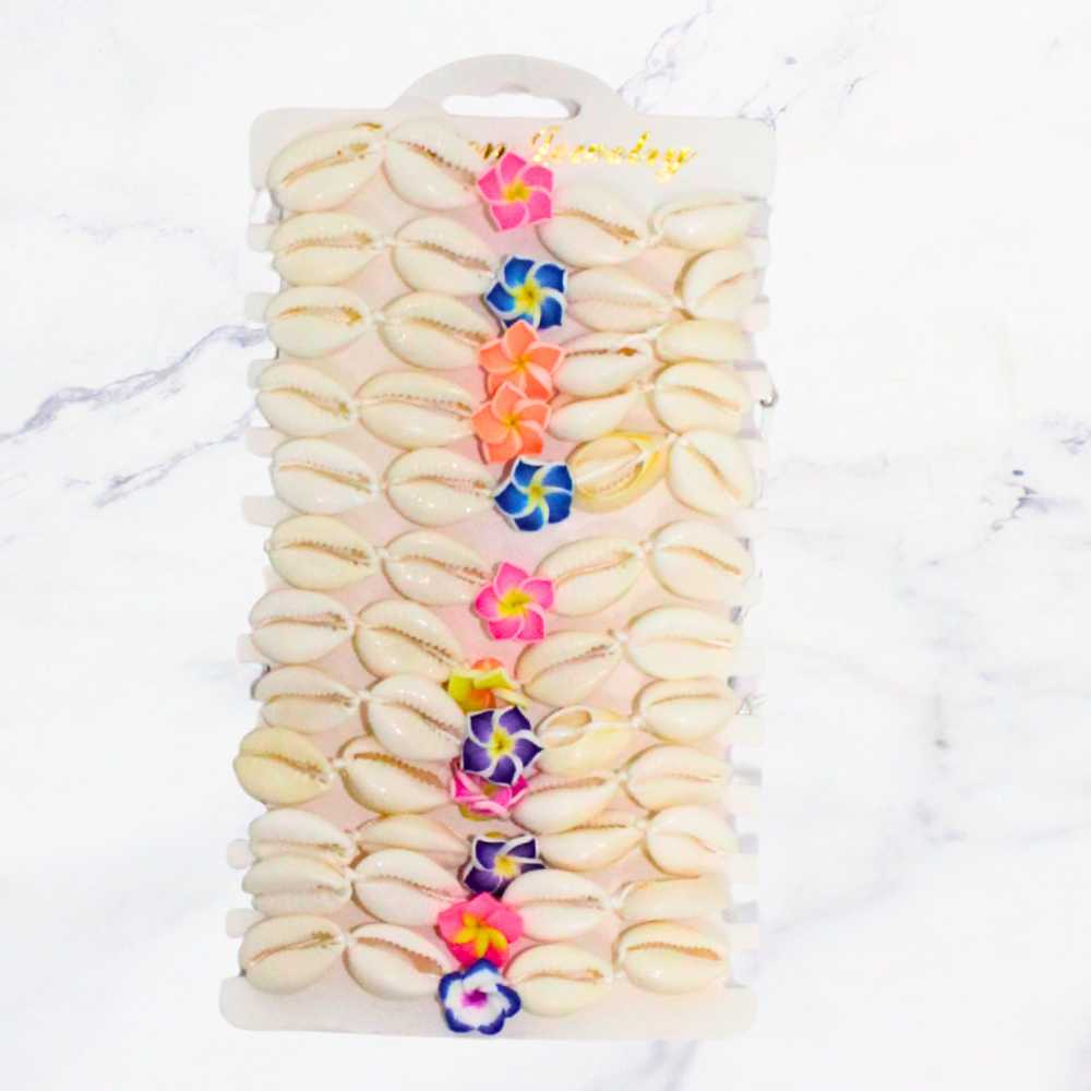 PULSERA CONCHA FLOR X12
