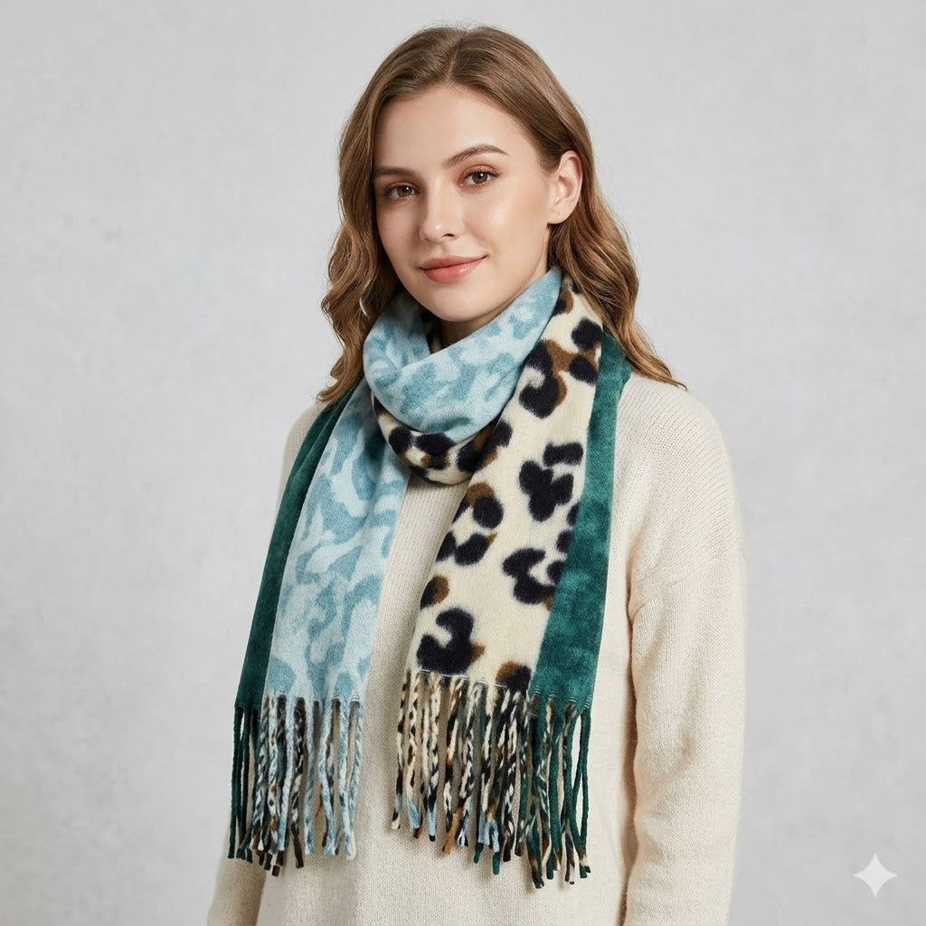 Bufanda animal print azul x1