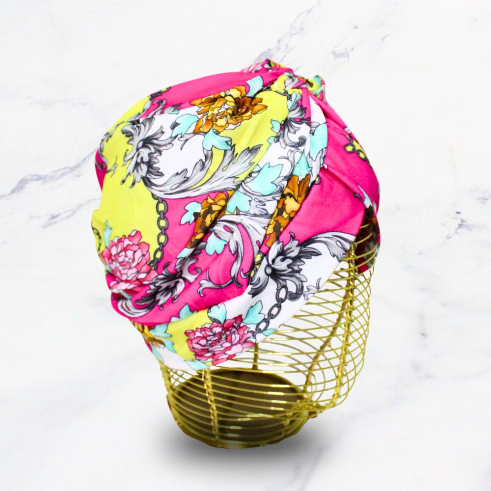 TURBANTE GRANDE DISEÑO FLOR X12