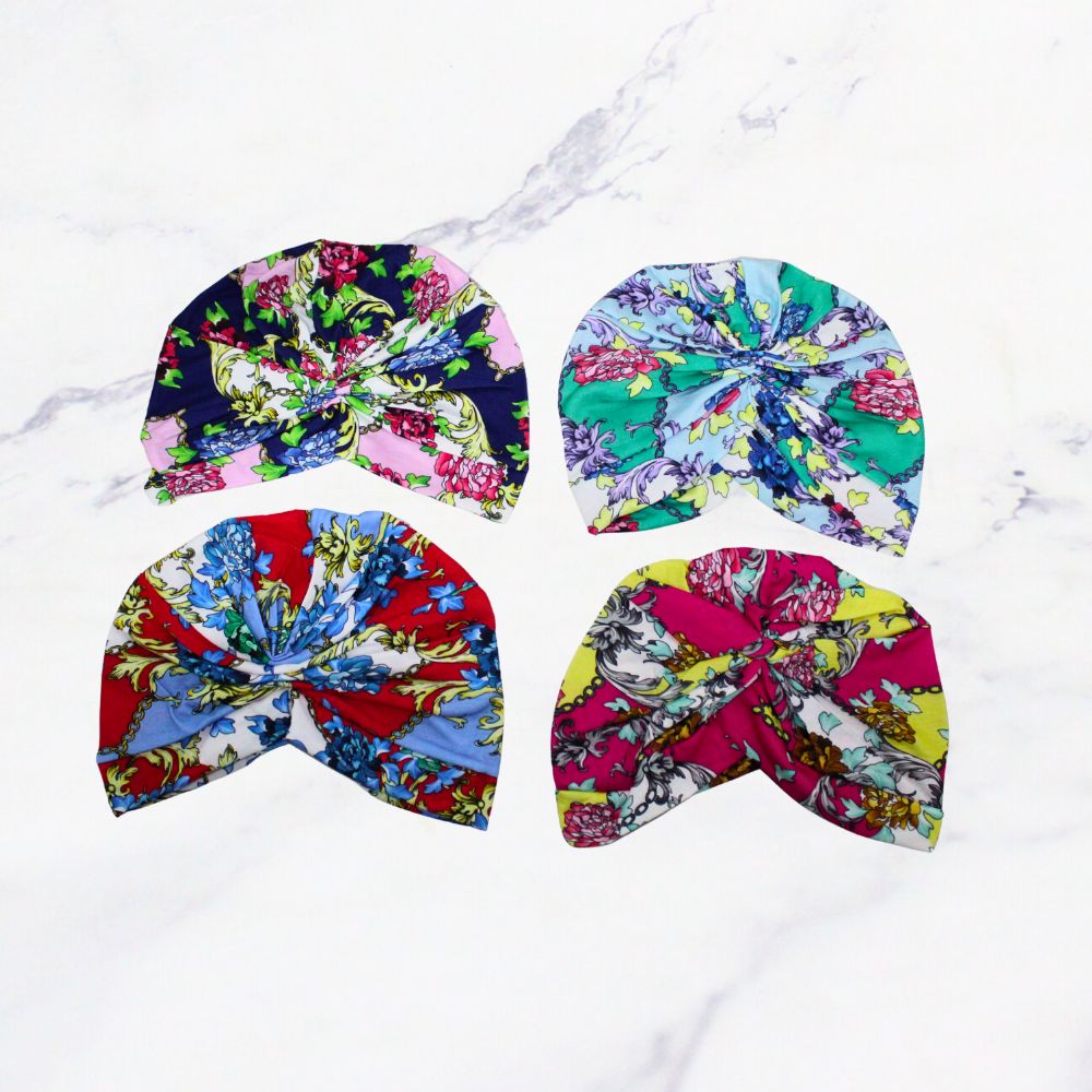 TURBANTE GRANDE DISEÑO FLOR X12