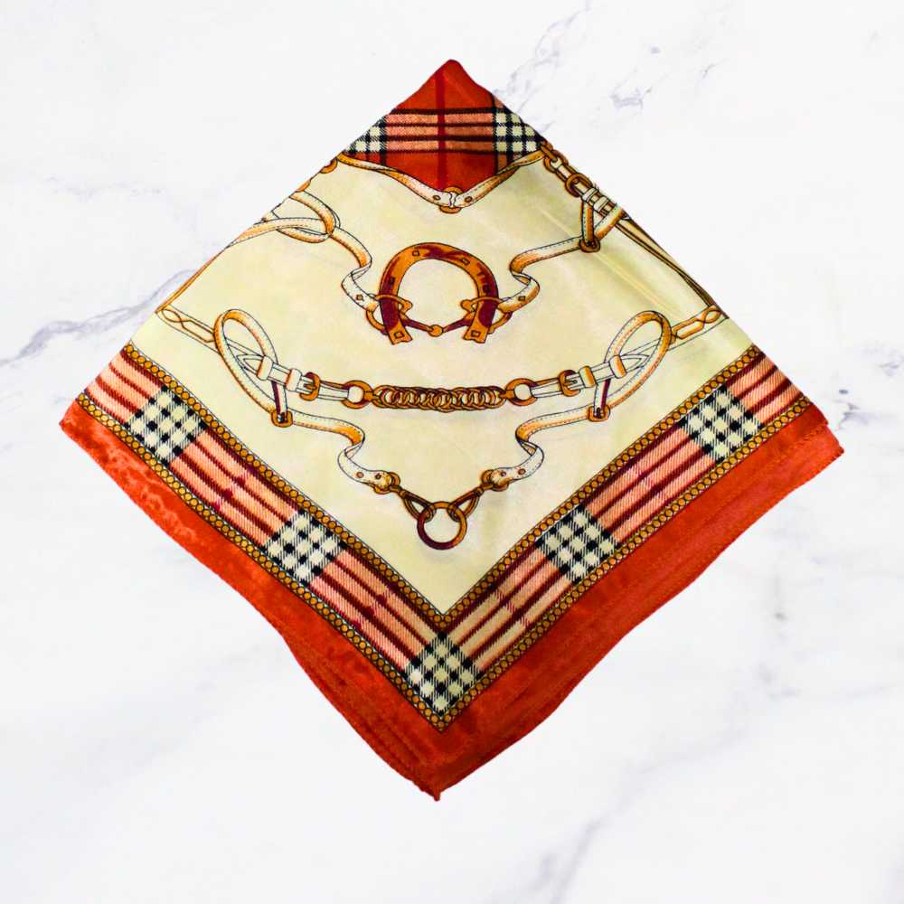 PAÑUELO 50X50 ESCOCES CADENA NARANJO X1
