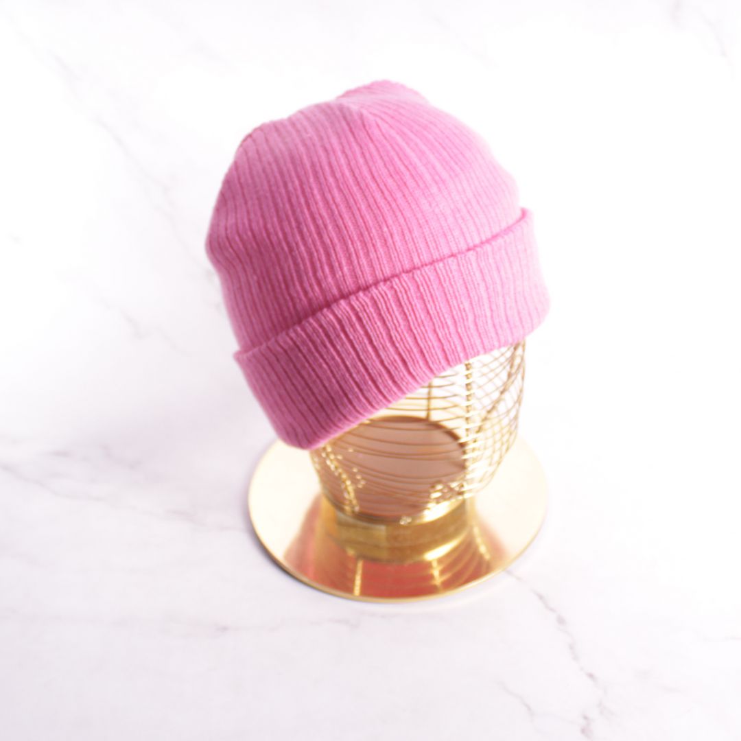 GORRO LANA LINEAS ROSADO X1