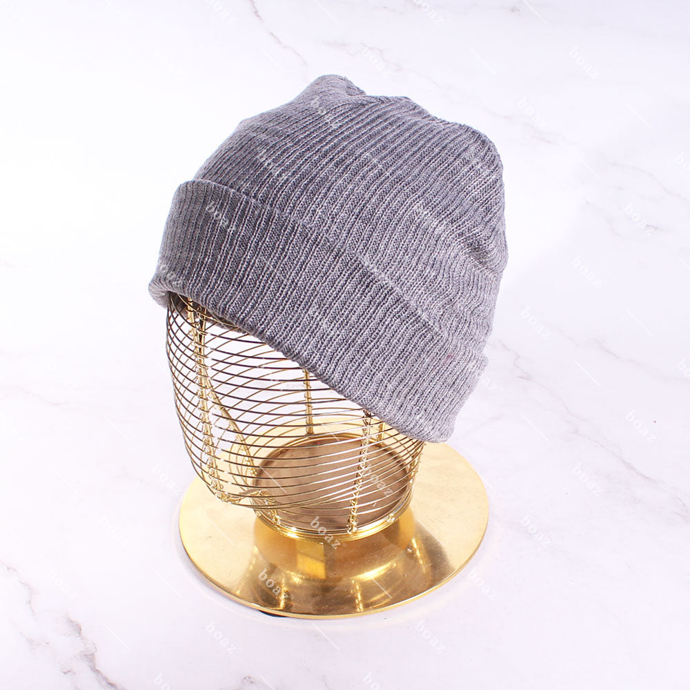 GORRO LANA LINEAS PLOMO X1