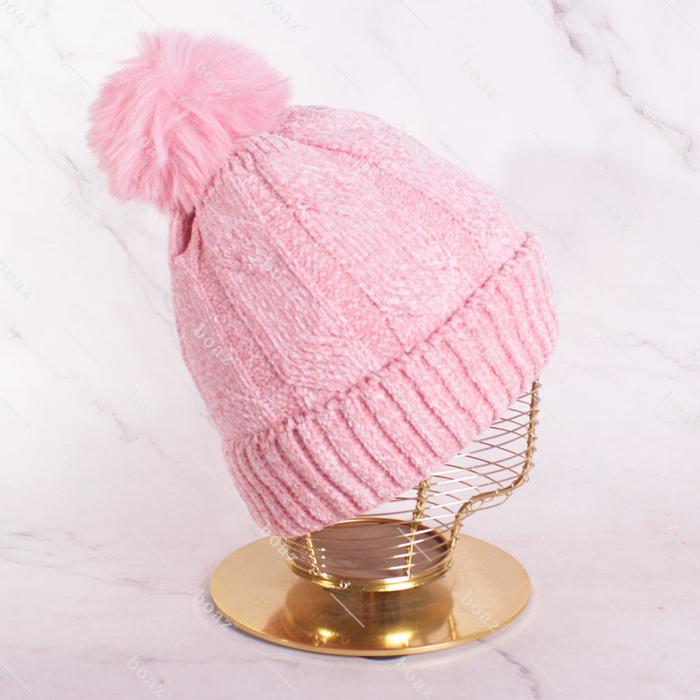 GORRO CHENIL ROSA