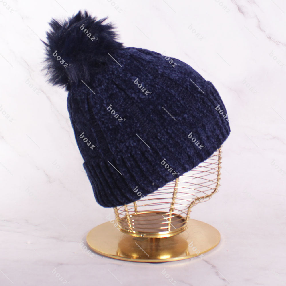 GORRO CHENIL AZUL