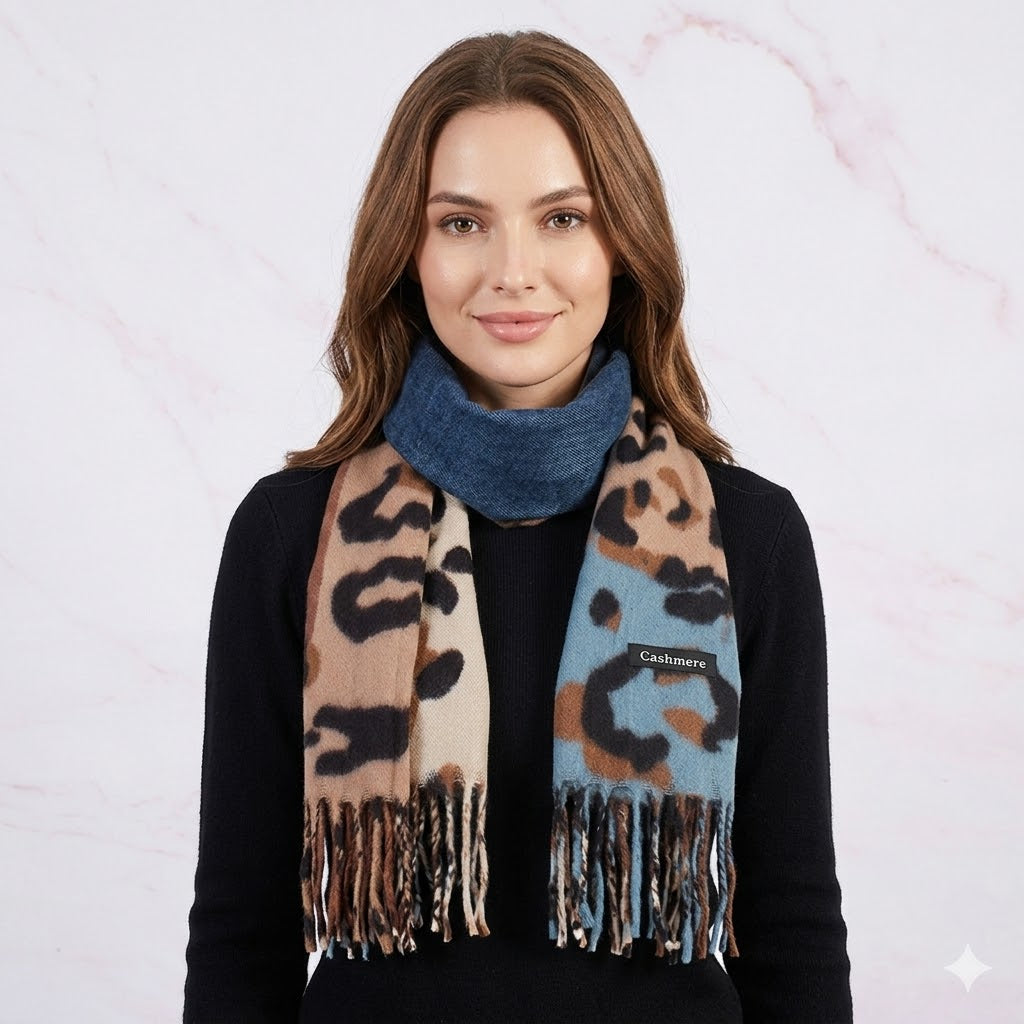 Bufanda animal print azul x1