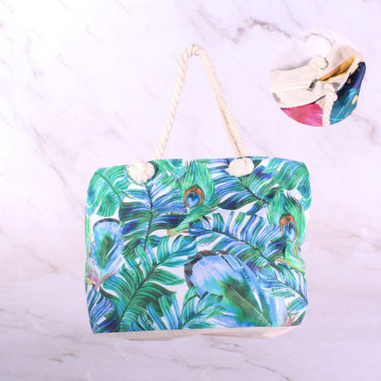 BOLSO PLAYA HOJAS VERDE X1