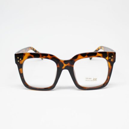 ANTEOJO CUADRADO PUNTAS TRANSPARENTE CAFÉ X1