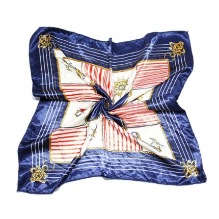 PAÑUELO 50X50CM ANCLA LINEAS AZUL MARINO X1