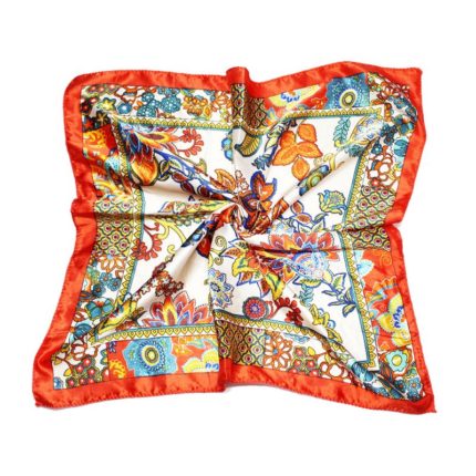 PAÑUELO 50X50CM ETNICO COLORES ROJO X1