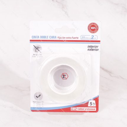 CINTA DOBLE CARA 2.5CM X 2MTS (unidad)